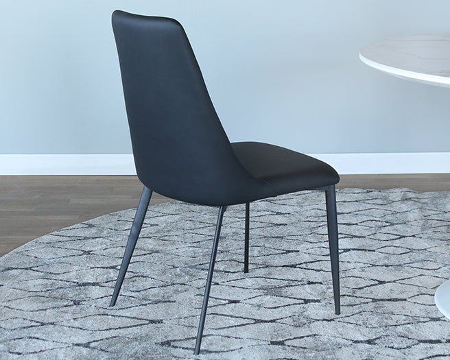 Black Leatherette Side Chair On Black Metal Legs