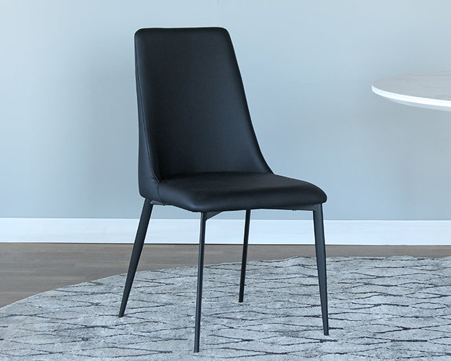 Black Leatherette Side Chair On Black Metal Legs