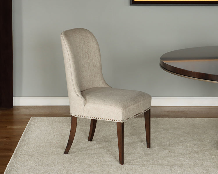 Neutral Brushed Fabric Side Chair w/ Tapered Legs