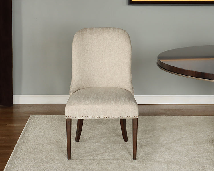 Neutral Brushed Fabric Side Chair w/ Tapered Legs