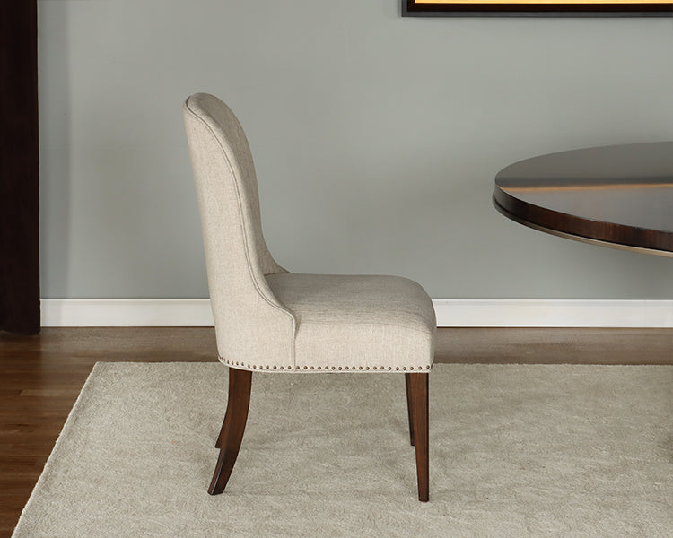 Neutral Brushed Fabric Side Chair w/ Tapered Legs