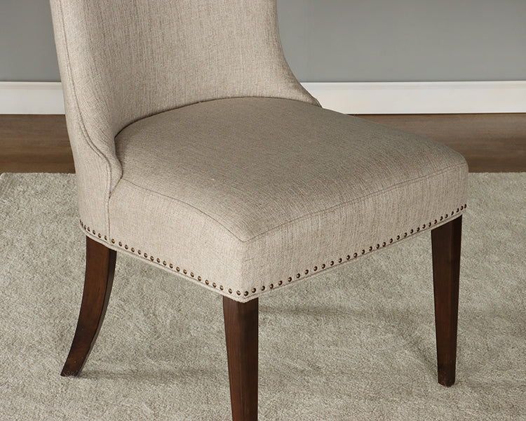 Neutral Brushed Fabric Side Chair w/ Tapered Legs