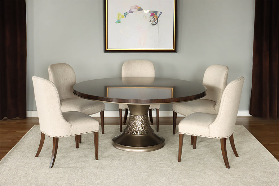 Neutral Brushed Fabric Side Chair w/ Tapered Legs