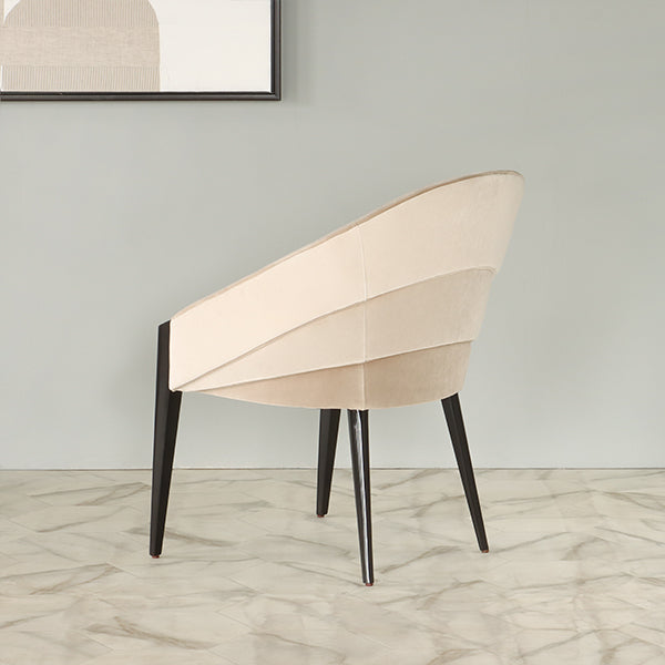 Plush Velvet Curved Back Side Chair w/ Tapered Legs