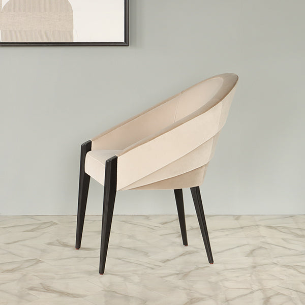 Plush Velvet Curved Back Side Chair w/ Tapered Legs