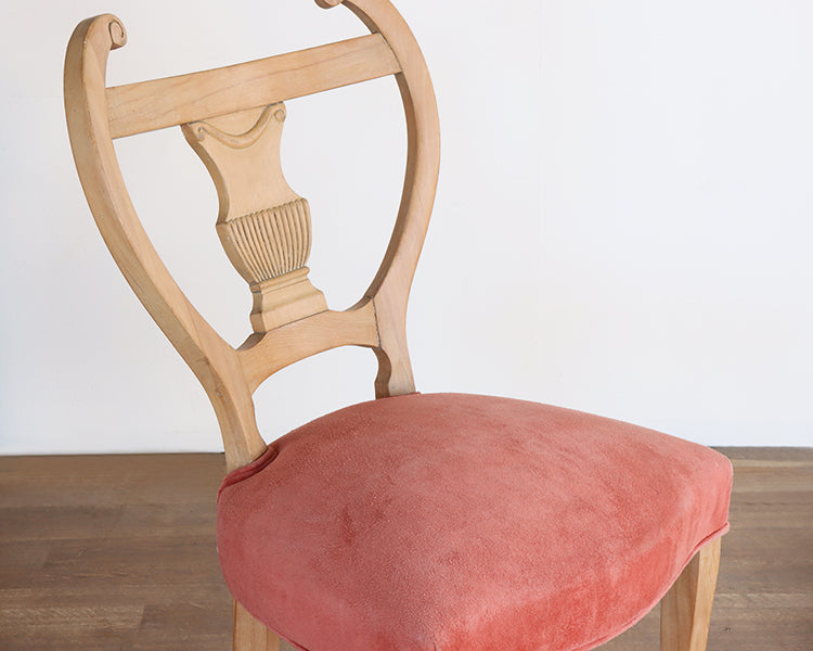 Antique Lyre Back Side Chair with Blush Seat