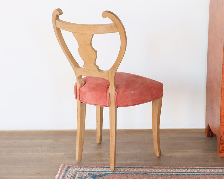 Antique Lyre Back Side Chair with Blush Seat
