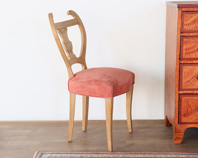 Antique Lyre Back Side Chair with Blush Seat