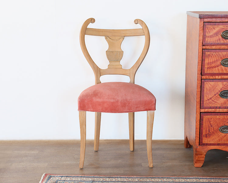 Antique Lyre Back Side Chair with Blush Seat