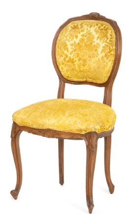 Louis XV Yellow Satin Side Chair