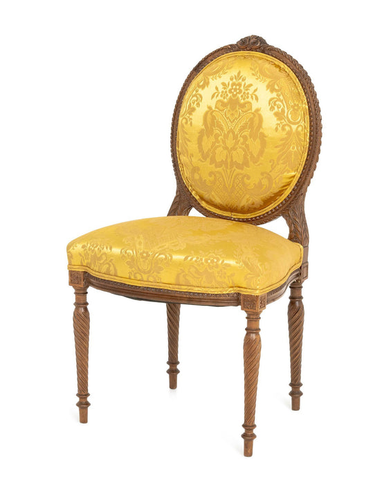 Louis XVI Yellow Silk Damask Side Chair