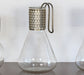 SDECA02 Set of 3 Mid-Century Pyrex Glass and Brass Decanters, Vintage 1950's