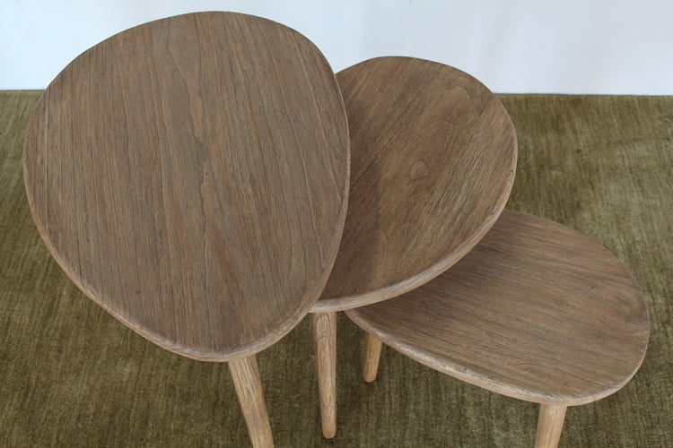 Set of 3 Hardwood Nesting Tables in Natural Finish