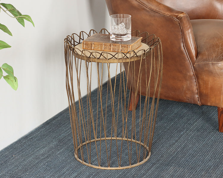 Wire and Marble End Table