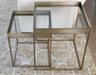 Set of 2 Antique Brass Nesting Tables with Mirror Top