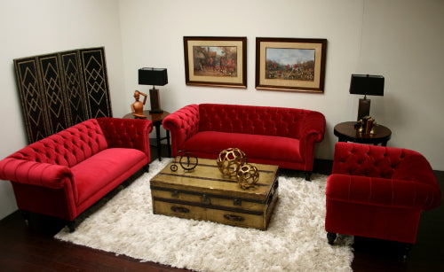 Mitchell Gold Chester 90" Sofa in Raspberry Red Velvet