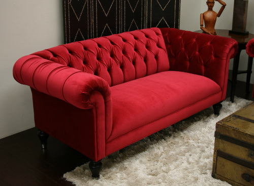 Mitchell Gold Chester 80" Sofa in Raspberry Red Velvet