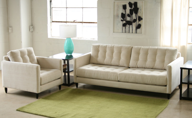 Tufted Vanilla James Chair with Walnut Legs
