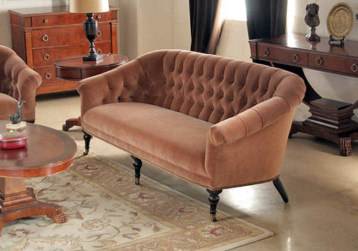 Spice Velvet Sofa With Nailhead Trim