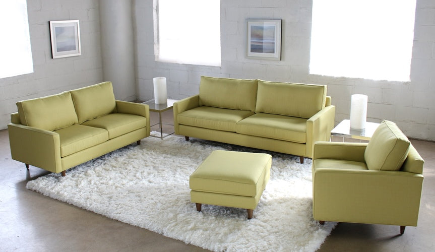 Modern Fern Apartment Sofa with Tapered Walnut Legs