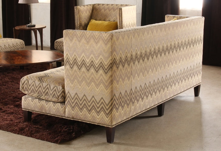 SF134 - Zigzag Sofa with Nailhead Trim and 4 Chartreuse Pillows