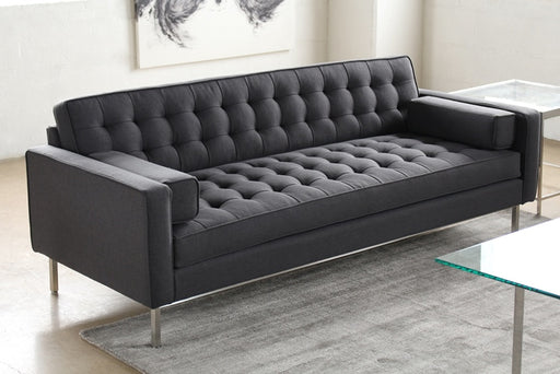 Modern Dark Grey Sofa with Tufted Back & Seat