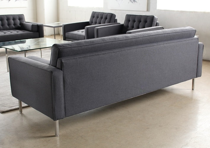 Modern Dark Grey Sofa with Tufted Back & Seat