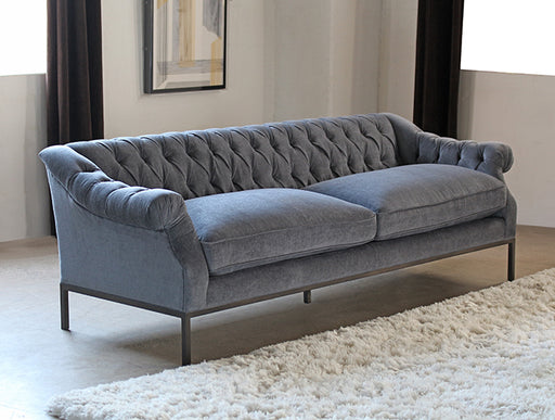 Damon Tufted Sofa in Charcoal Velvet