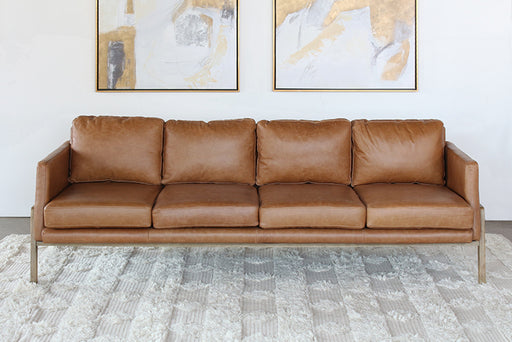 SF230 - Natural Oak Track Sofa with Butterscotch Leather
