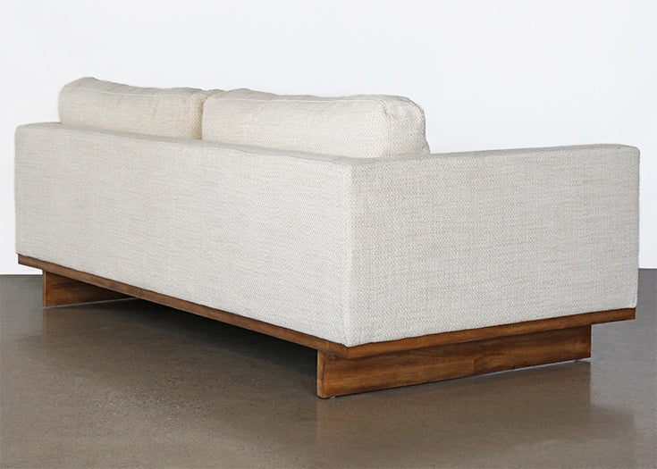 SF232 - Natural Oak Track Arm Sofa With Ivory Upholstery