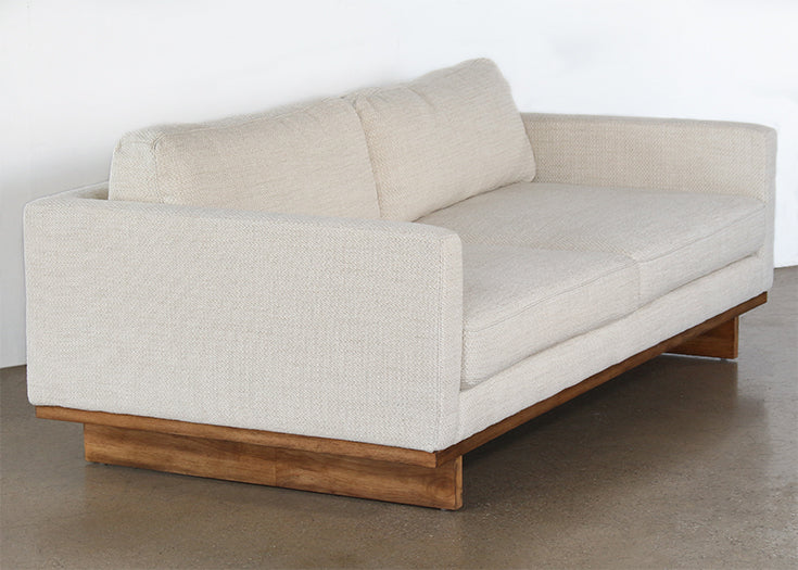 SF232 - Natural Oak Track Arm Sofa With Ivory Upholstery
