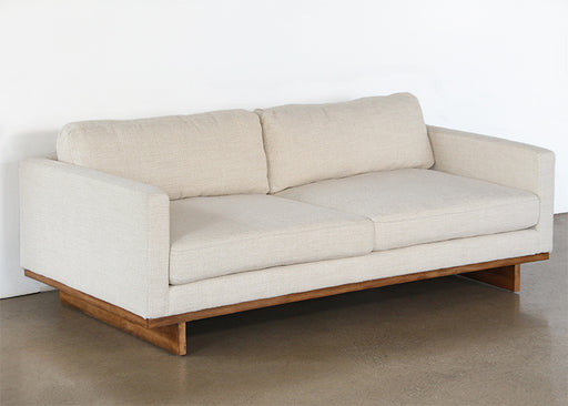 SF232 - Natural Oak Track Arm Sofa With Ivory Upholstery