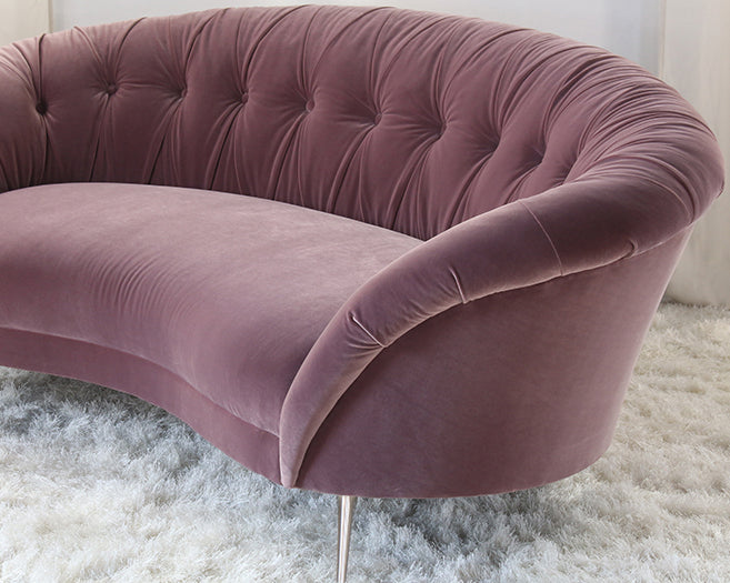 Rose Velvet Tufted Sofa with Splayed Legs