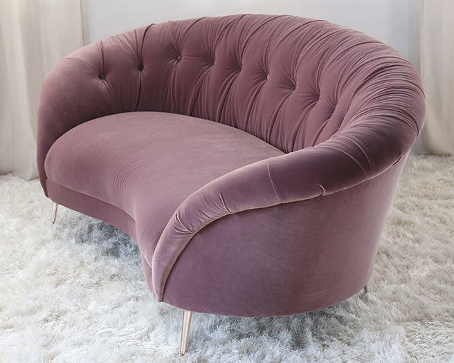Rose Velvet Tufted Sofa with Splayed Legs