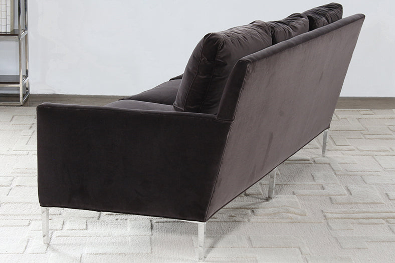 SF238 - Modern 3 Seat Sofa In Smoke Grey Velvet