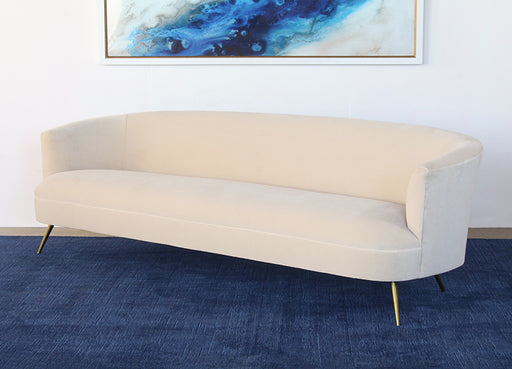 SF239 - Curved Sofa With Tight Back And Antique Brass Legs