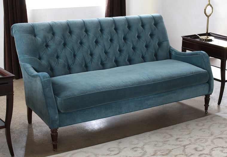 SF24 Peacock Blue Velvet Tufted Sofa