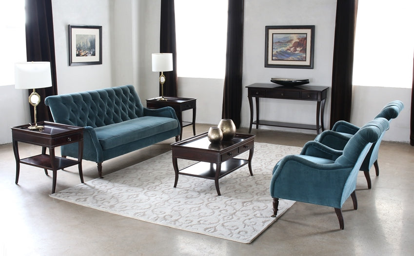 SF24 Peacock Blue Velvet Tufted Sofa