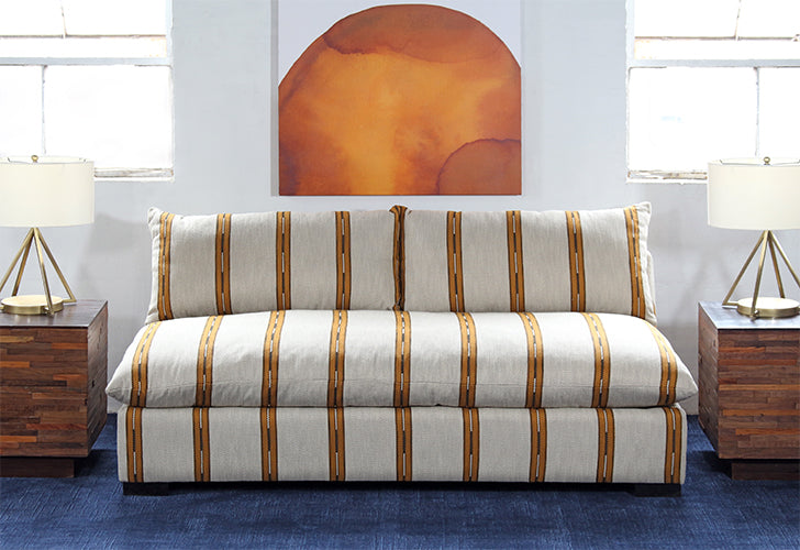 SF250 - Armless Oatmeal And Amber Stripe Sofa