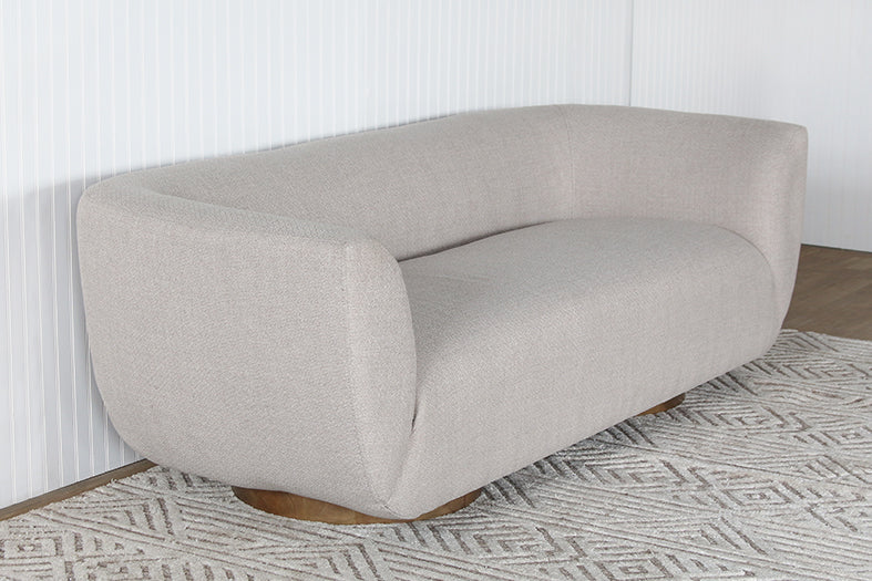 Modern Rounded Taupe Sofa  On Column Legs