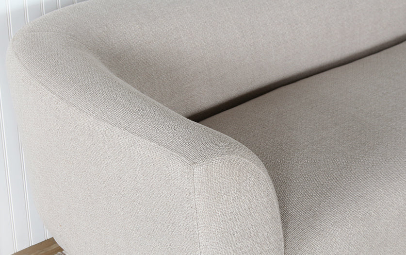 Modern Rounded Taupe Sofa  On Column Legs