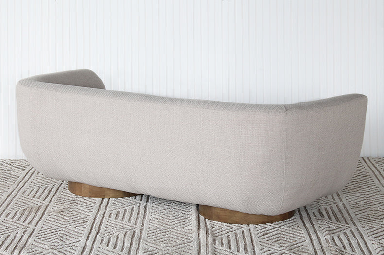 Modern Rounded Taupe Sofa  On Column Legs