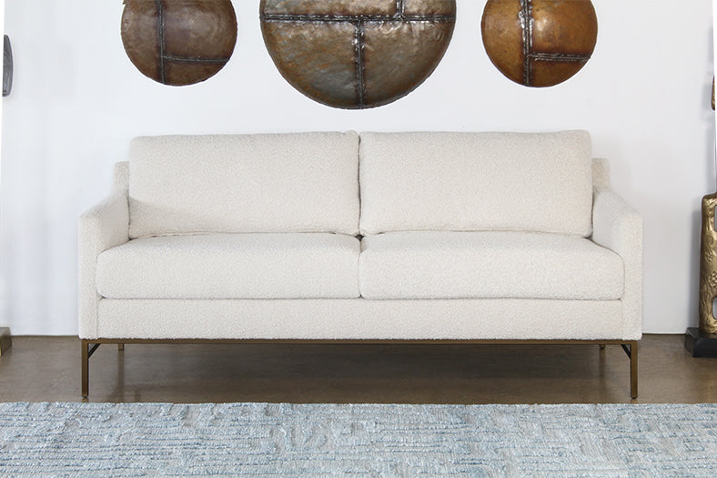 SF263 - Natural Boucle Sofa On Bronze Iron Base 