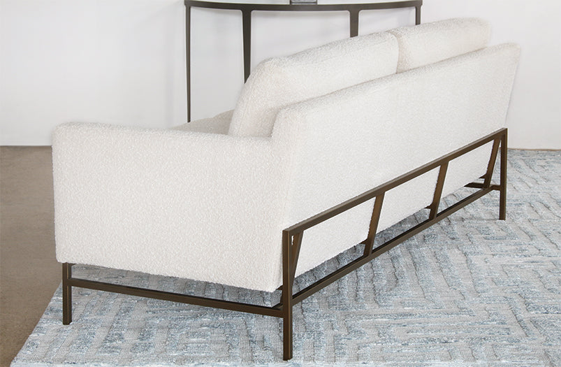 SF263 - Natural Boucle Sofa On Bronze Iron Base 