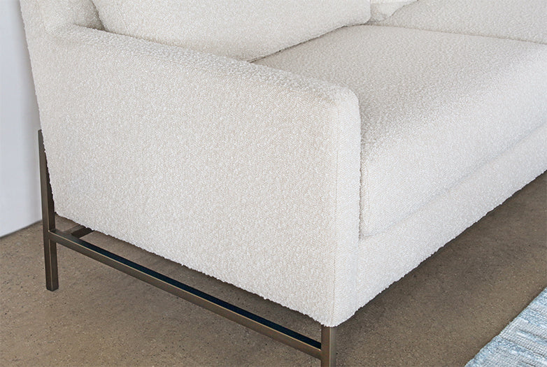 SF263 - Natural Boucle Sofa On Bronze Iron Base 