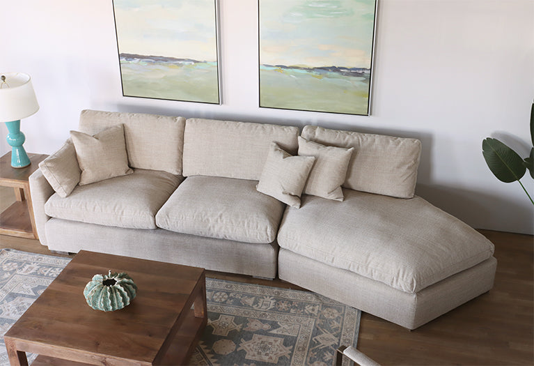 Warm Flax 2 Piece Sectional with Block Legs