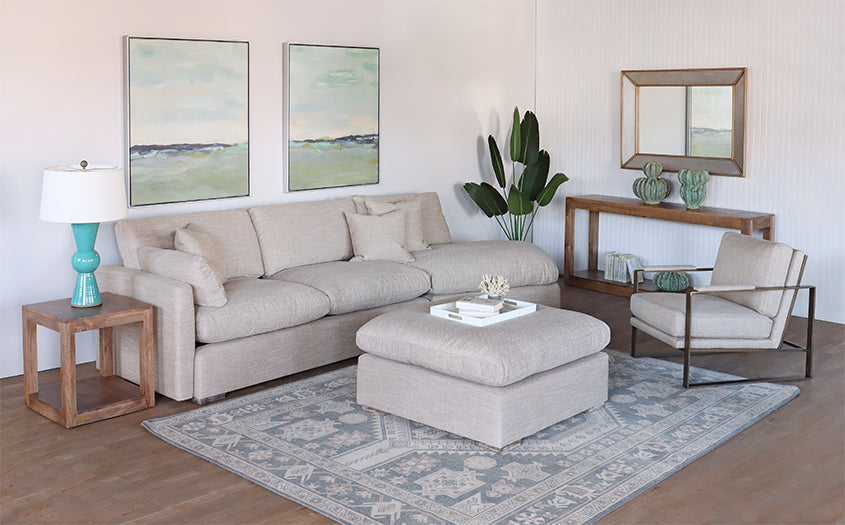 Warm Flax 2 Piece Sectional with Block Legs