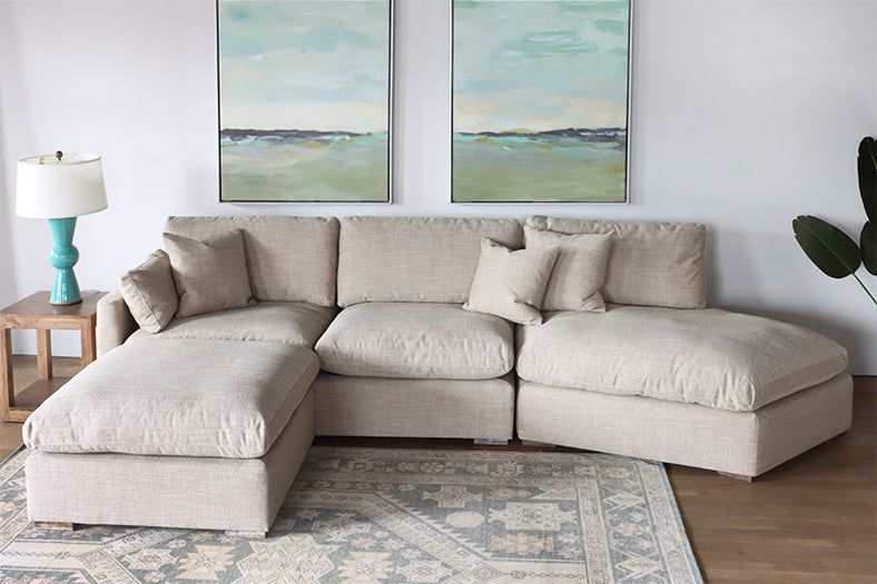 Warm Flax 2 Piece Sectional with Block Legs