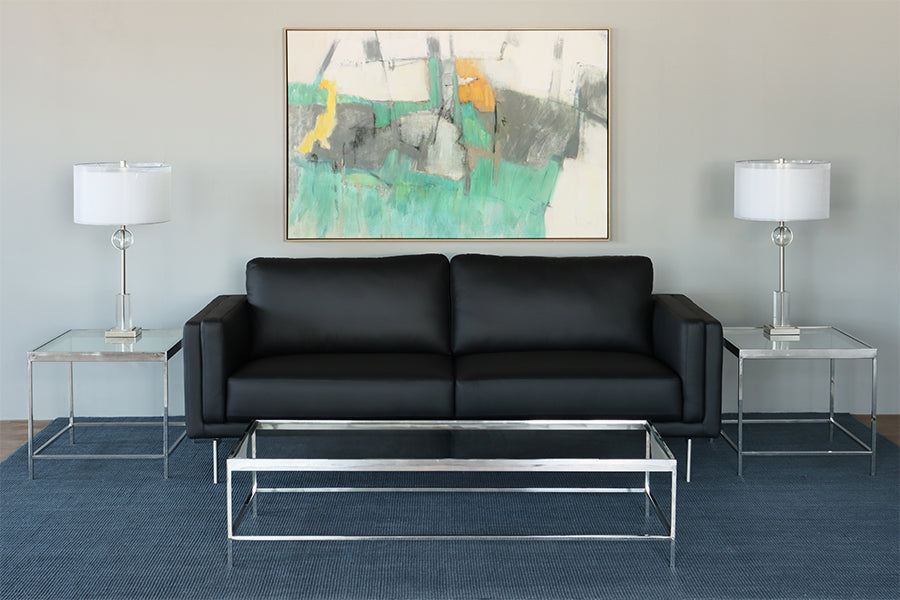 Black Leather International Style Sofa