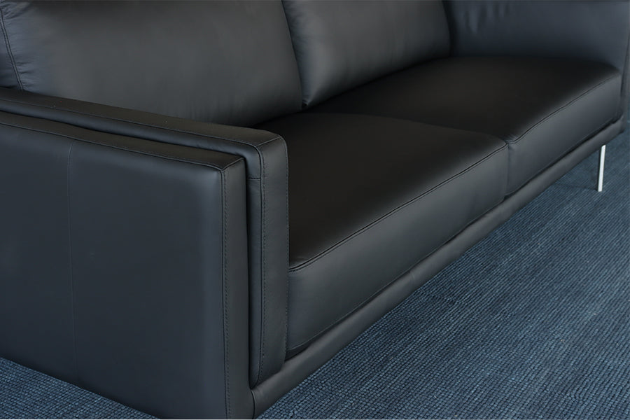Black Leather International Style Sofa